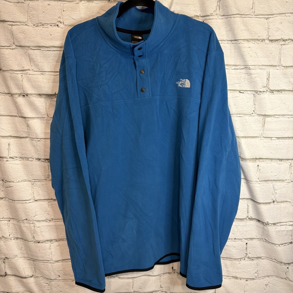 The North Face Sweater Mens Large Blue Fleece TKA Glacier Snap Neck Pullover XXL
